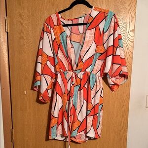 Colorful Geometric Kimono Romper
